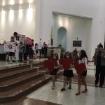 Celebração do 4º dia da Novena de Santa Rita, com alunos, pais, Irmãs Calvarianas e equipe pedagógica