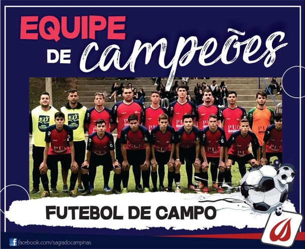 Peça Equipe de Campeões com a foto do time de futebol de campo do colégio