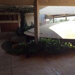 Jardim junto à entrada do prédio, registro do projeto Releitura de Imagens do 2º ano