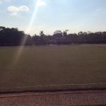 Campo do colégio visto de longe, registro do projeto Releitura de Imagens do 2º ano