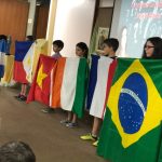 Bandeiras dos países onde a Congregação atua, na Semana de Nossa Senhora do Calvário