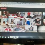 Tela da videochamada com os alunos da Educação Infantil durante uma aula on-line