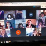 Tela da videochamada com os alunos do Ensino Fundamental durante uma aula remota