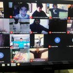 Tela da videochamada com os alunos da Educação Infantil durante uma aula on-line