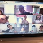 Tela da videochamada com os alunos do Ensino Fundamental durante uma aula remota