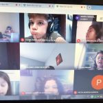 Tela da videochamada com os alunos do Ensino Fundamental durante uma aula remota