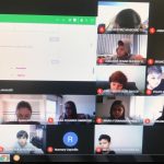 Tela da videochamada com os alunos do Ensino Fundamental durante uma aula remota