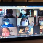 Tela da videochamada com os alunos do Ensino Fundamental durante uma aula remota