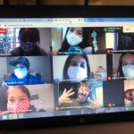 Tela da videochamada com os alunos da Educação Infantil durante uma aula on-line