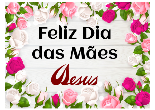 Arte de Feliz Dia das Mães com moldura de flores, da homenagem do Grêmio Estudantil