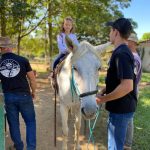 Aluno da Educação Infantil monta a cavalo na visita ao Sítio São José