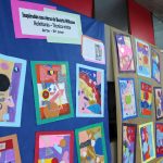 Painel com trabalhos de alunos exposto na Mostra Cultural