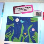 Painel com trabalhos de alunos exposto na Mostra Cultural