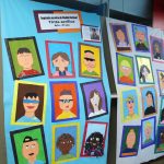 Painel de releituras artísticas feitas pelos alunos, exposto na Mostra Cultural