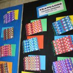 Painel com trabalhos de alunos exposto na Mostra Cultural