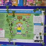 Painel com trabalhos de alunos exposto na Mostra Cultural