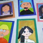 Painel de releituras artísticas feitas pelos alunos, exposto na Mostra Cultural